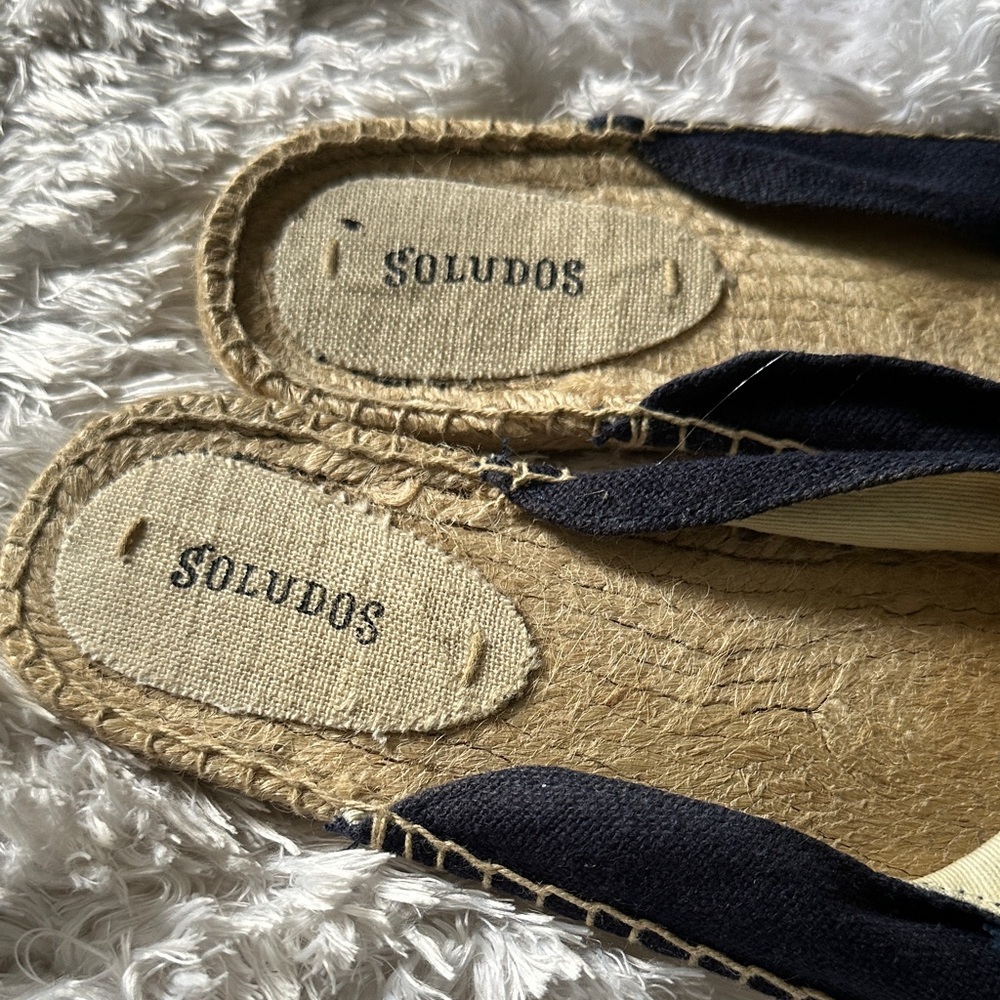 Soludos Navy and Cream Espadrilles with Tassels - Picture 2 of 6